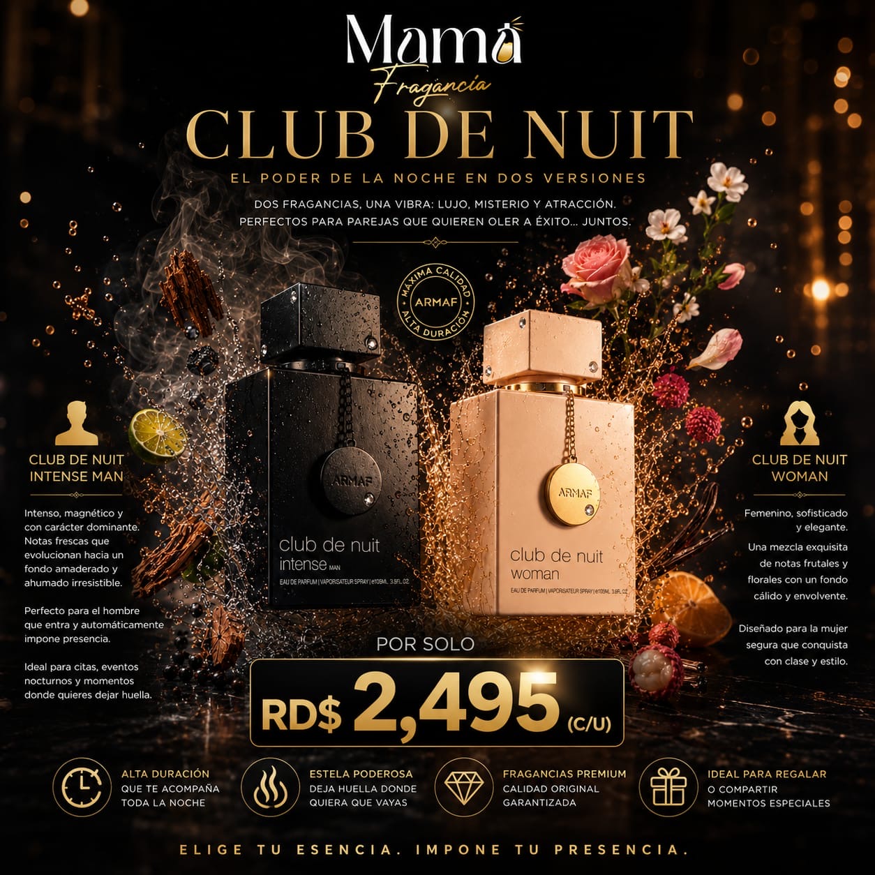 🔥✨ CLUB DE NUIT – EL PODER DE LA NOCHE EN DOS VERSIONES ✨🔥

💰RD$2,495 (c/u)