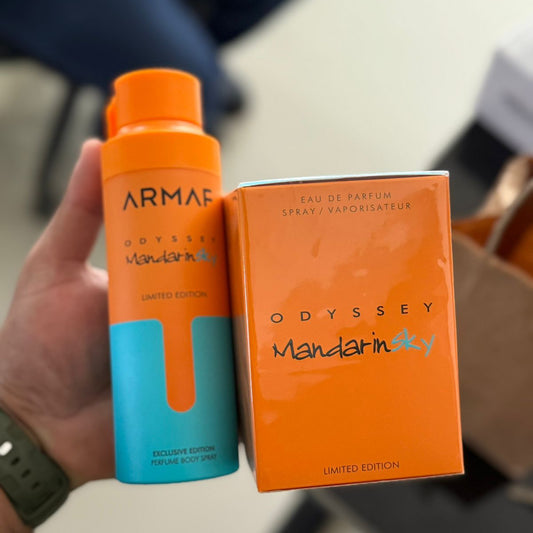 🎉 Combo Exclusivo Armaf Odyssey Mandarin Sky 🎉
¡Doble frescura, doble estilo!

✨ Incluye:
🔹 Eau de Parfum (Limited Edition)
🔹 Perfume Body Spray (Exclusive Edition)