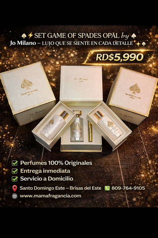 ♠️✨ SET GAME OF SPADES OPAL by Jo Milano – LUJO QUE SE SIENTE EN CADA DETALLE ✨♠️

💰 RD$5,990